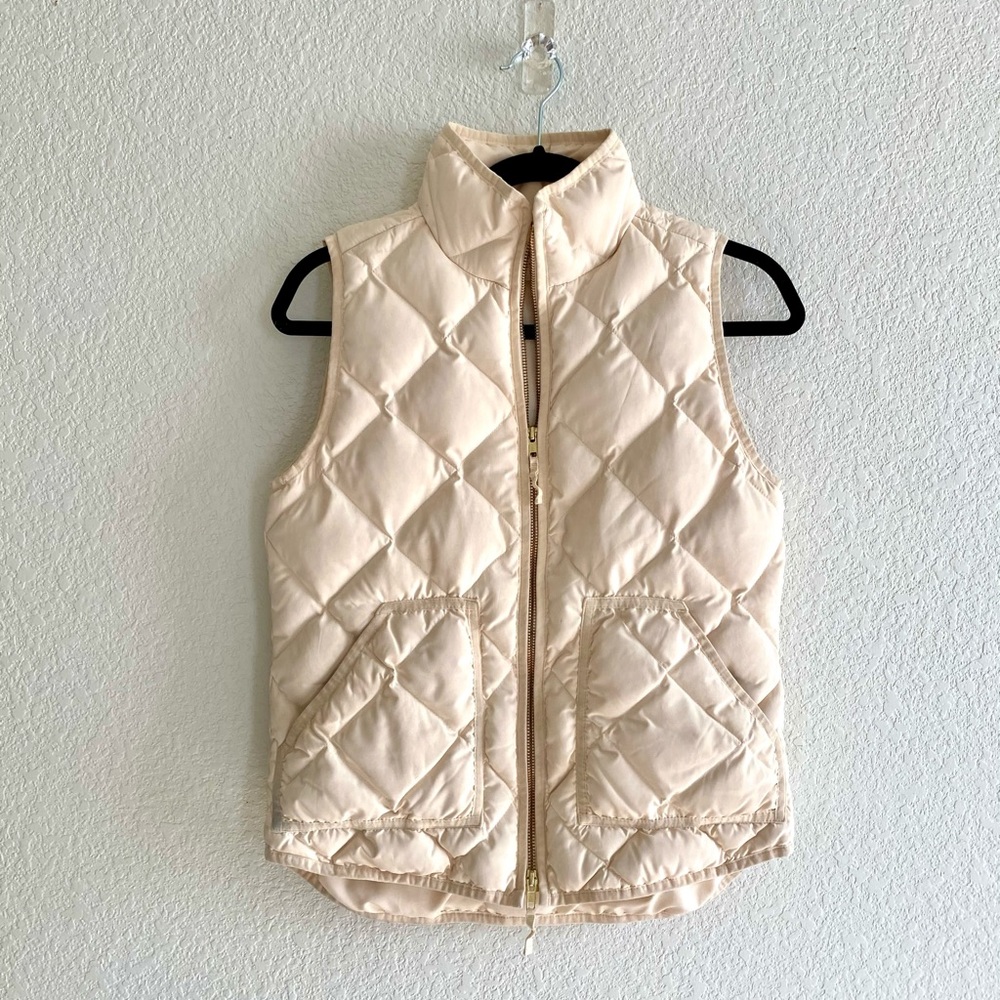J CREW Womens SZ XSMALL Cream White Quilted Vest - Picture 2 of 11